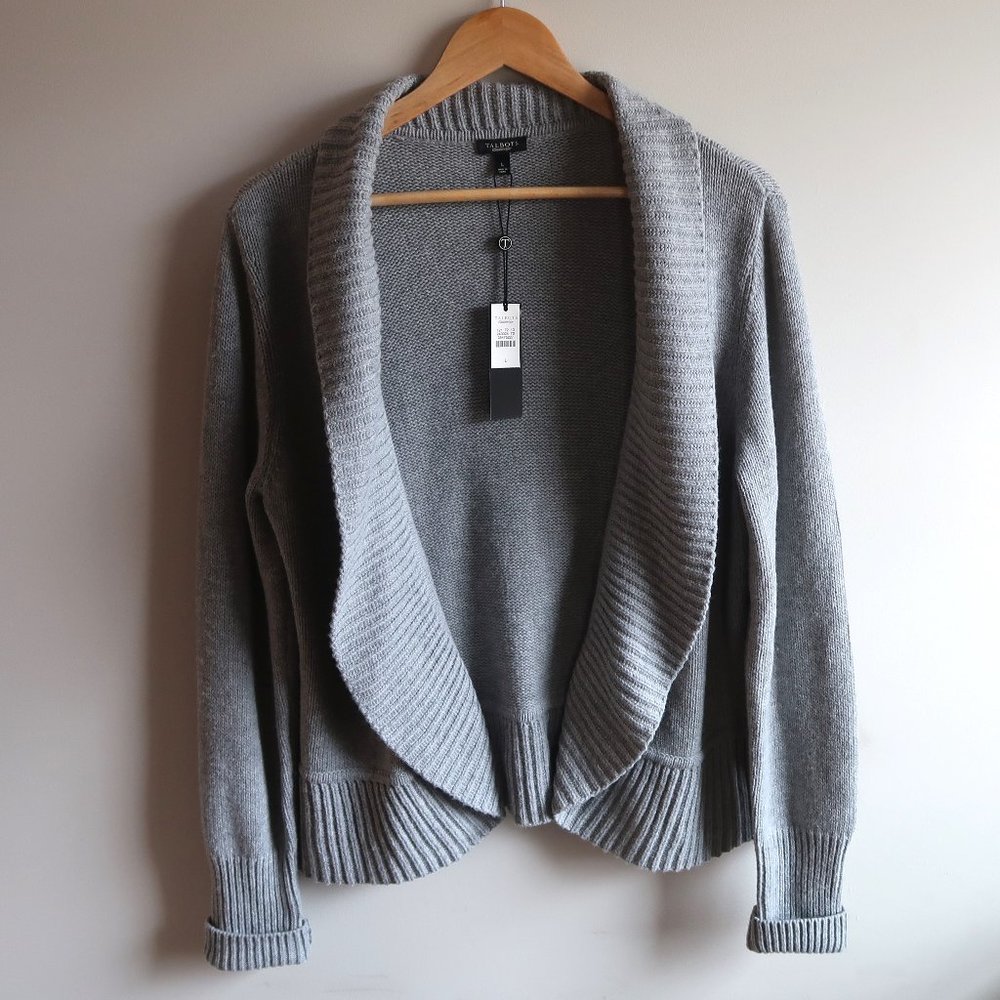 Talbots Grey Cardigan with Lambswool